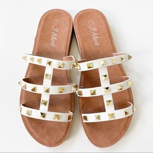 J. Mark White Studded Slide Sandal Form-207